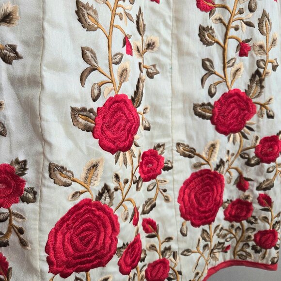 Anarkali suit with red floral embroidery. East Indian outfit. - Picture 5 of 8